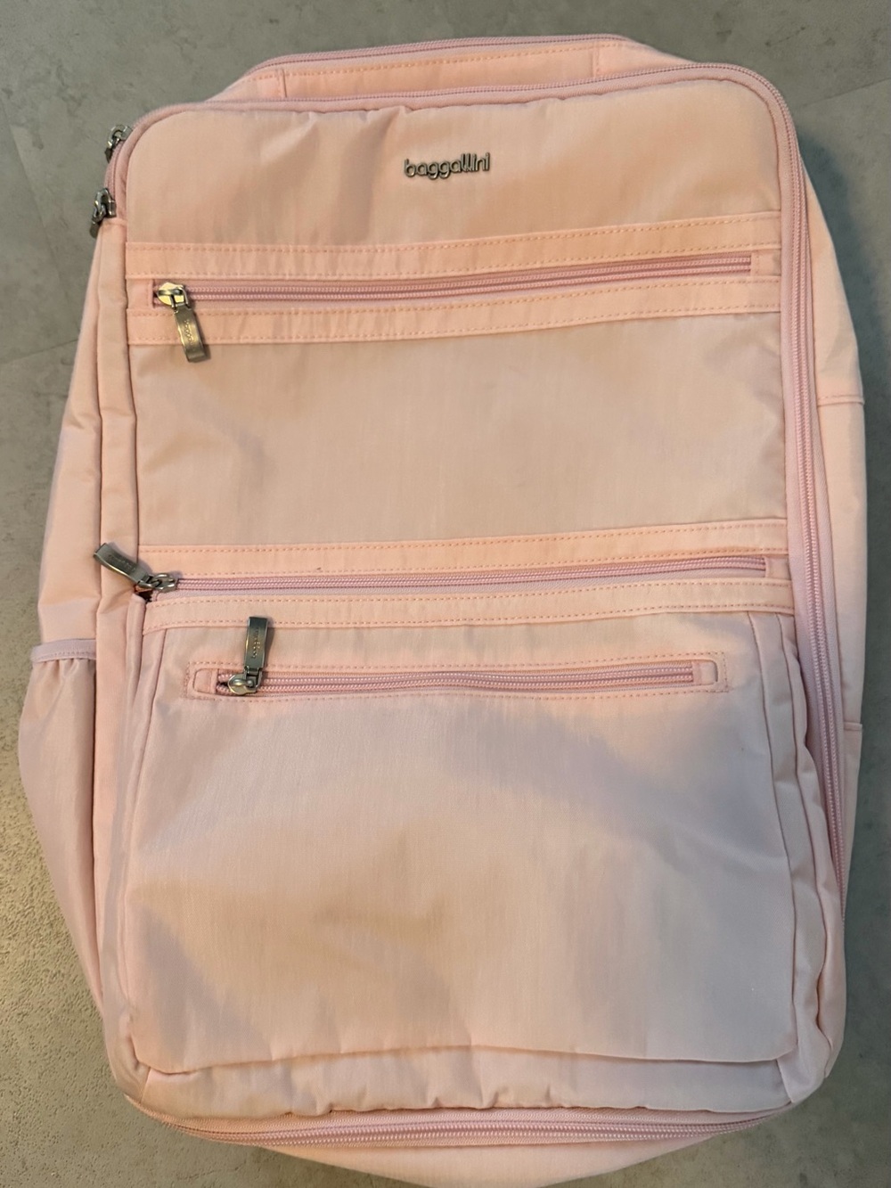 Baggallini Blush Pink Multi-Zip modern convertible Backpack
